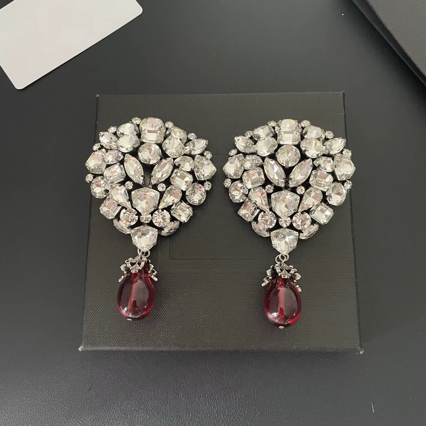 Boucles d'oreilles de luxe en cristal de qualité supérieure, marque de créateur de mode, clip d'orei