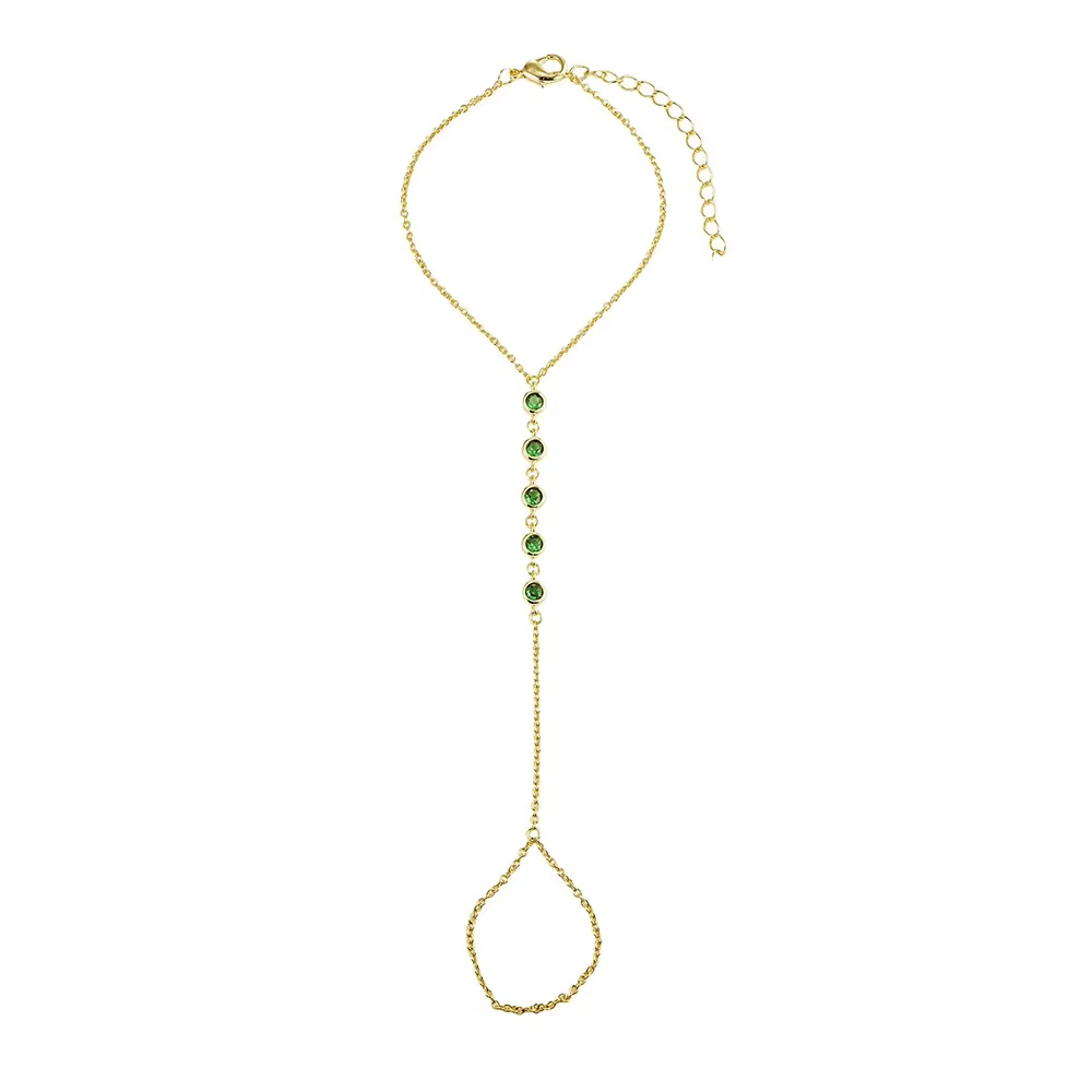 Bracelet chaîne à main en acier inoxydable pour femmes, tendance, perles en Zircon, anneau à maillon