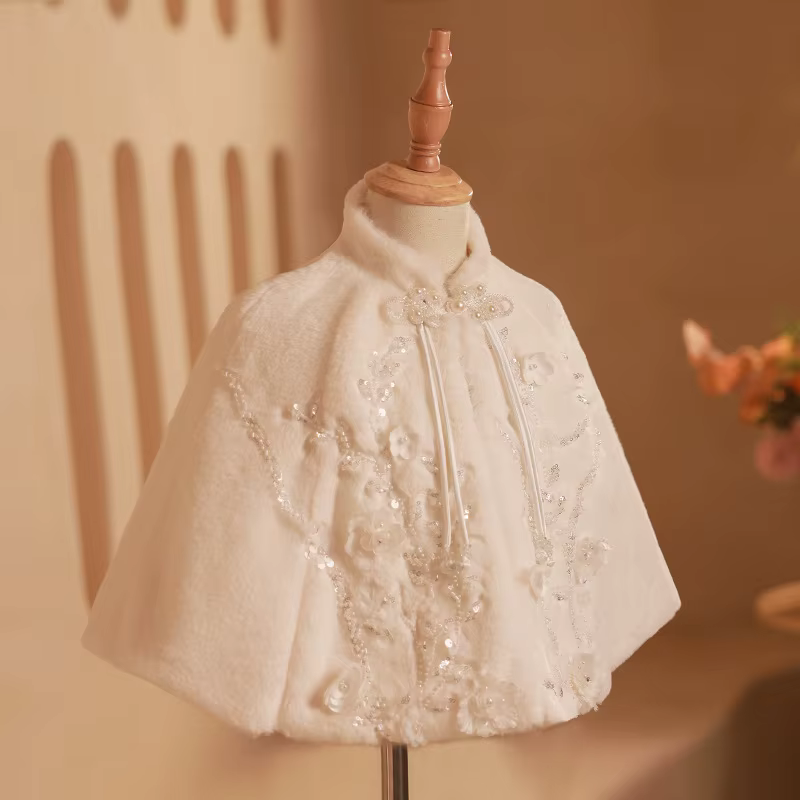 Costumes pour filles, châle épais et chaud d'hiver, blanc, pour concours de beauté, mode, demoiselle