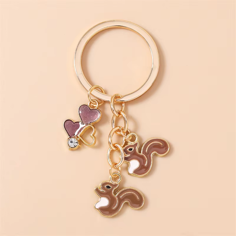 Porte-clés Aihua mignon et adorable en forme d'écureuil pour femmes et filles, pendentifs pour sac à