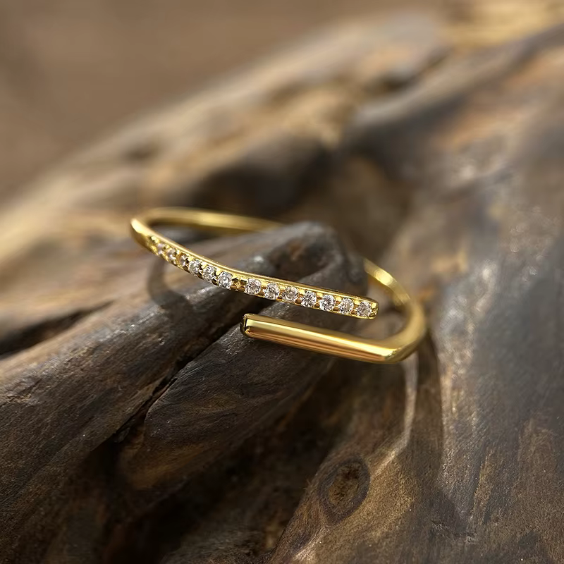 KNB-Petites matiques ajustables en or 18 carats pour femme, argent regardé 925 véritable, ligne simp