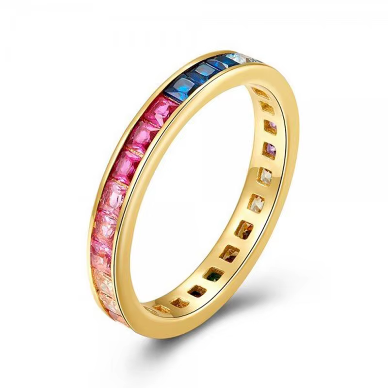 Bague de fiançailles multicolore CZ pour femme, bague de couple, mariage, bijoux de luxe, cadeau de 