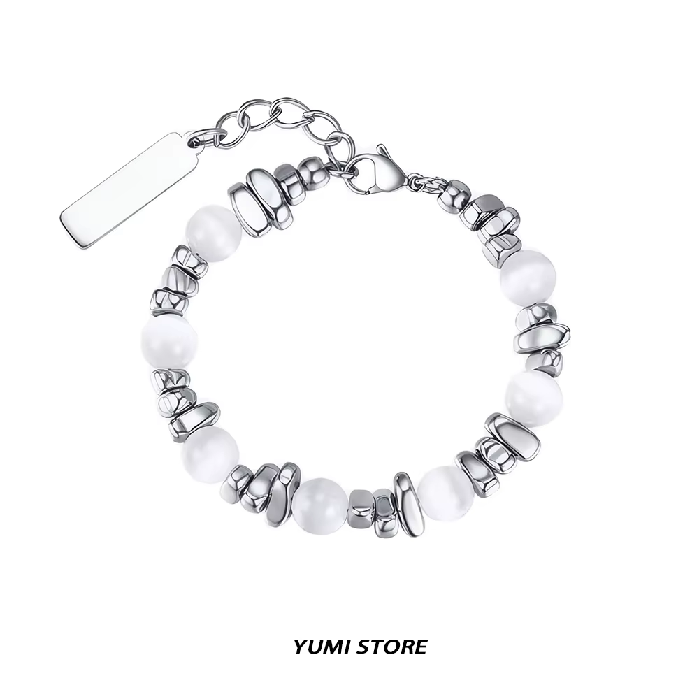 Bracelet perlé en acier titane pour homme et femme, accessoires de luxe pour couple, design coréen, 