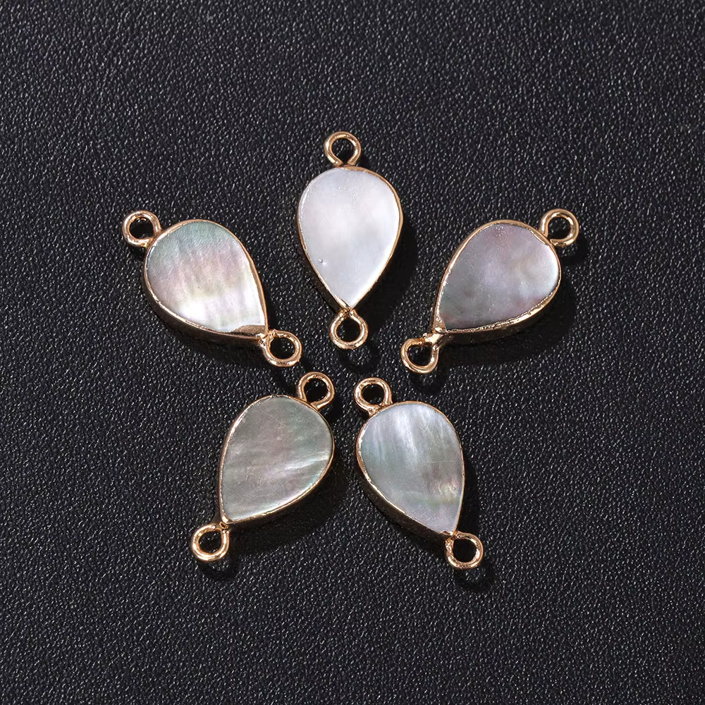 Pendentif de coquillages en nacre naturelle, goutte d'eau en forme ronde, connecteur de coquille d'o