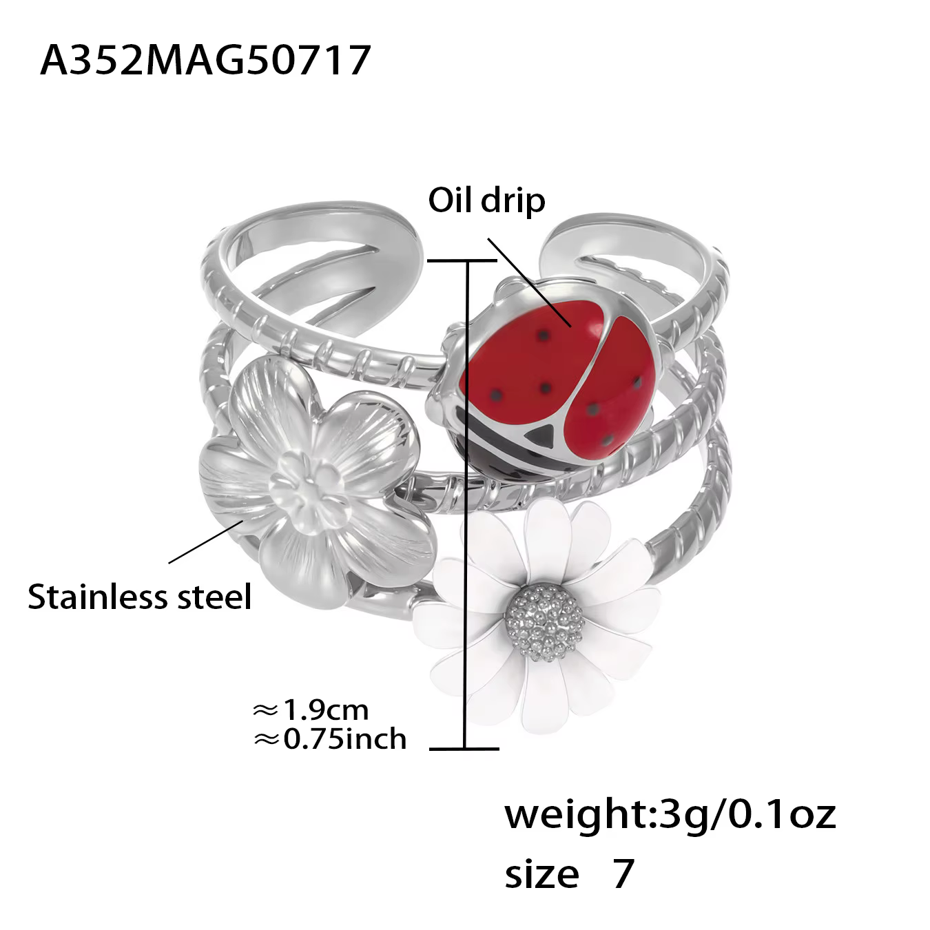 Bagues marguerite mignonnes pour femmes, étanche, en acier inoxydable plaqué or, belle bague, access