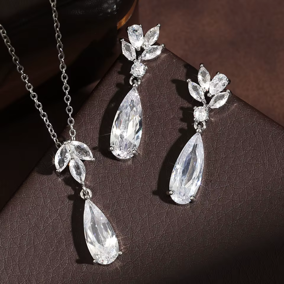 ZAKOL – collier et boucles d'oreilles de luxe en zircon AAA pour femmes, ensemble de bijoux de maria