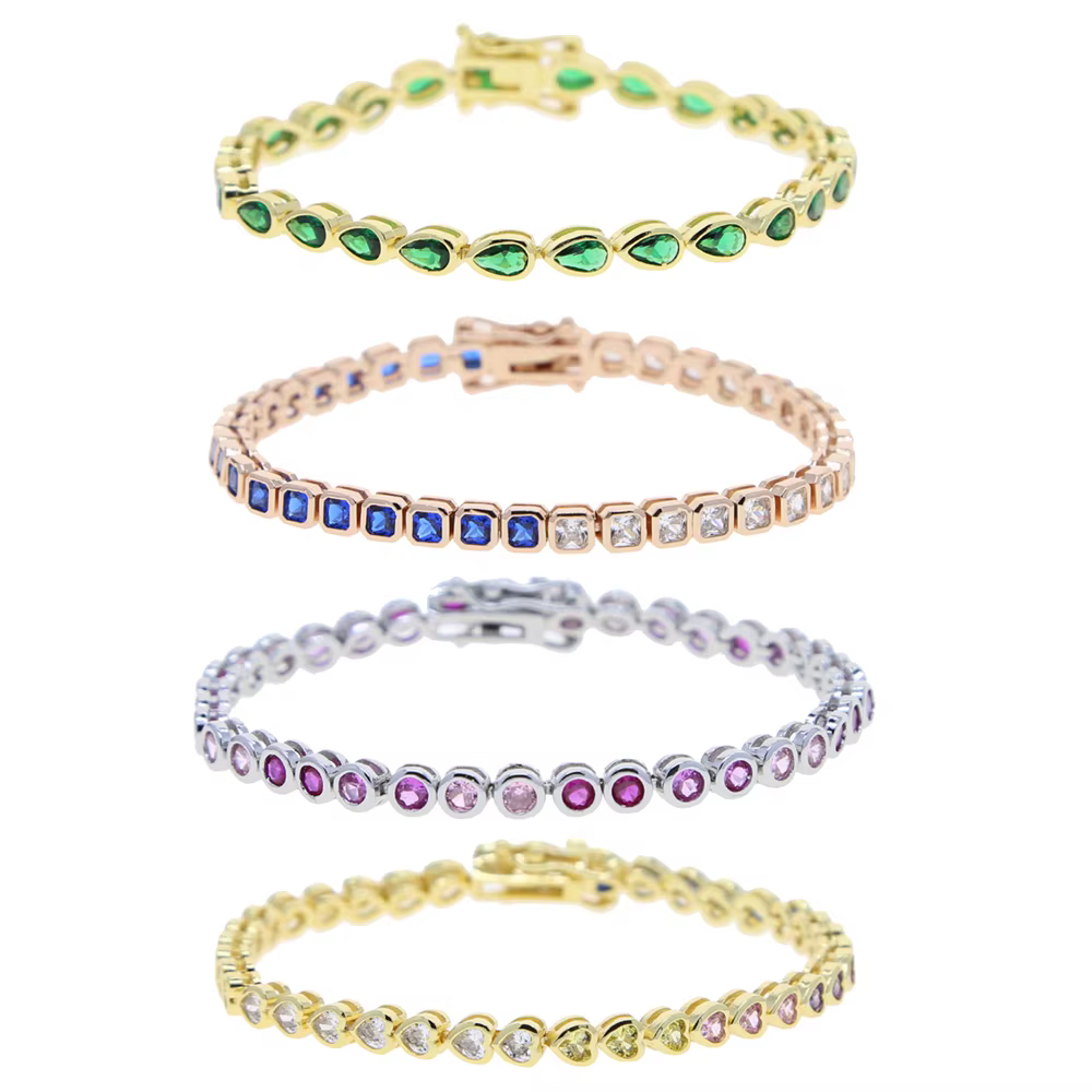 Bracelet en zircone cubique 5A CZ, lunette géométrique de différentes formes, chaîne de Tennis, bijo