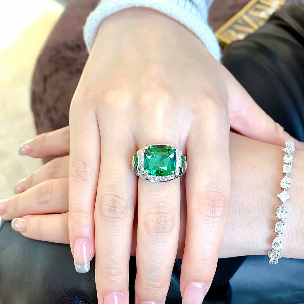 Nouvelle tendance : Bague carrée en diamant gravé à haute teneur en carbone, bijoux de fête pour fem