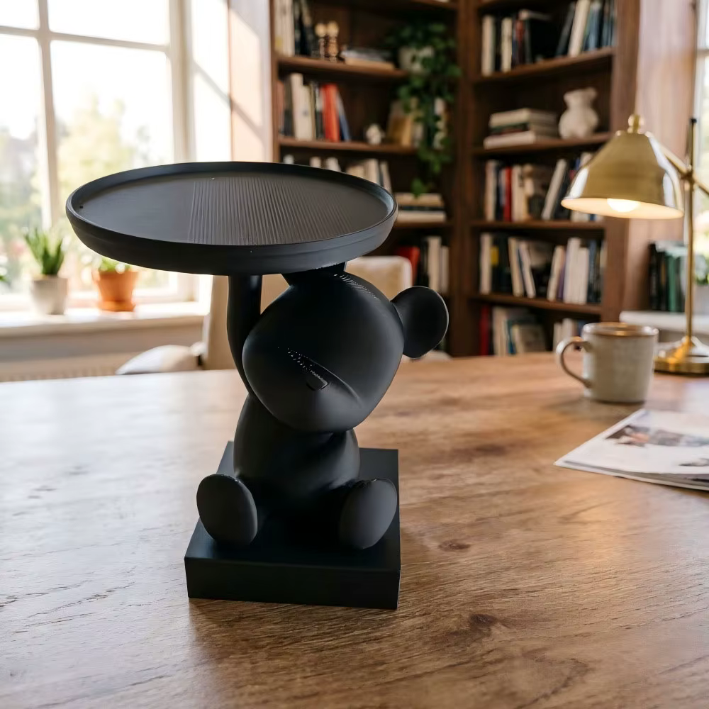 Petit plateau porte-bijoux en forme d'ours, adapté pour ranger des bijoux, des clés, des bagues, des