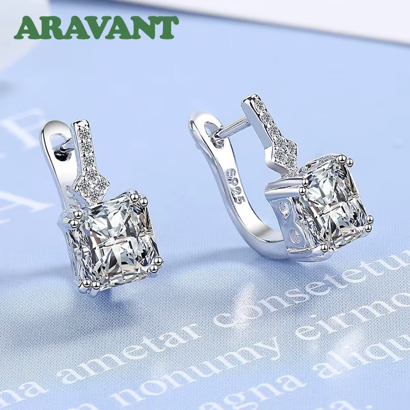 Aravant-Boucles d'oreilles carrées en argent regardé 925 pour femme, bijoux fantaisie