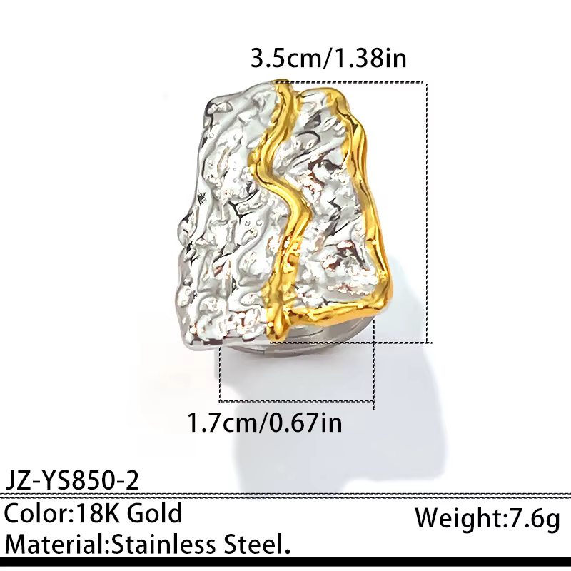 Bague géométrique bicolore en acier inoxydable Tryshine pour femme, bague de caractère à lignes irré