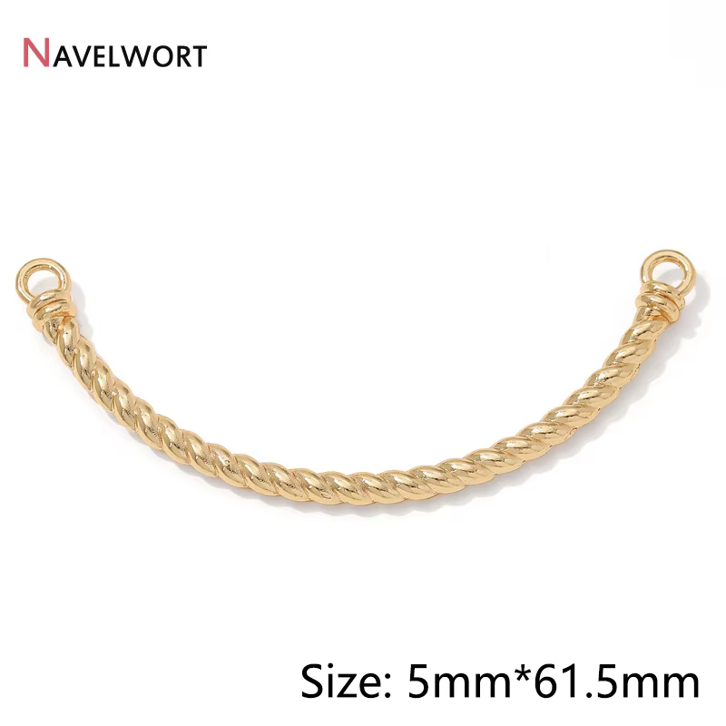 Demi-Bracelet à rayures plaquées or 14K, crochets de bielle pour femmes, accessoires de fabrication 
