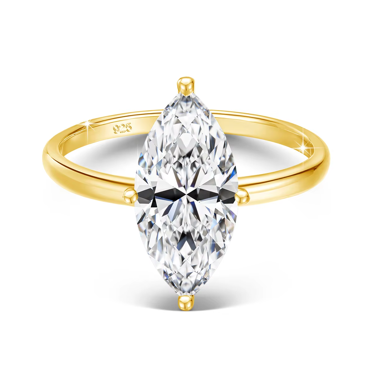 Szjinao – bague Marquise Moissanite en or jaune, 1CT 2CT 3CT, bijoux de fiançailles classiques pour 
