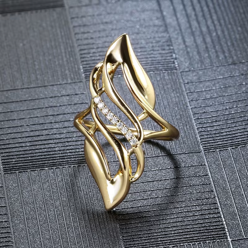 Huitan – bague de mariage en forme géométrique pour femmes, accessoire de luxe, ajouré, Design de mo