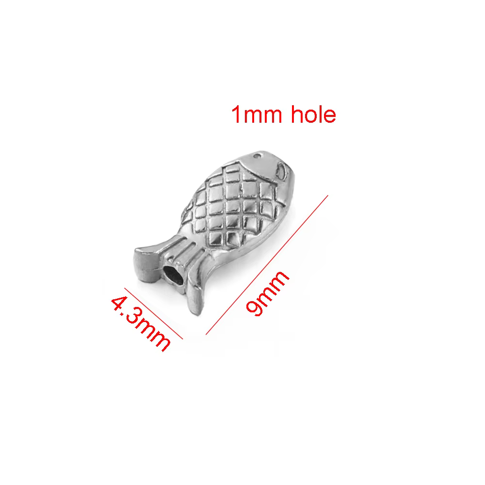 Perles d'espacement de poisson en acier inoxydable, 10 pièces, breloques plaquées or PVD pour Bracel