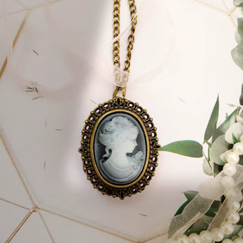 Montre de poche camée pour femme, collier nar, horloge pendentif, accessoires de bijoux vintage