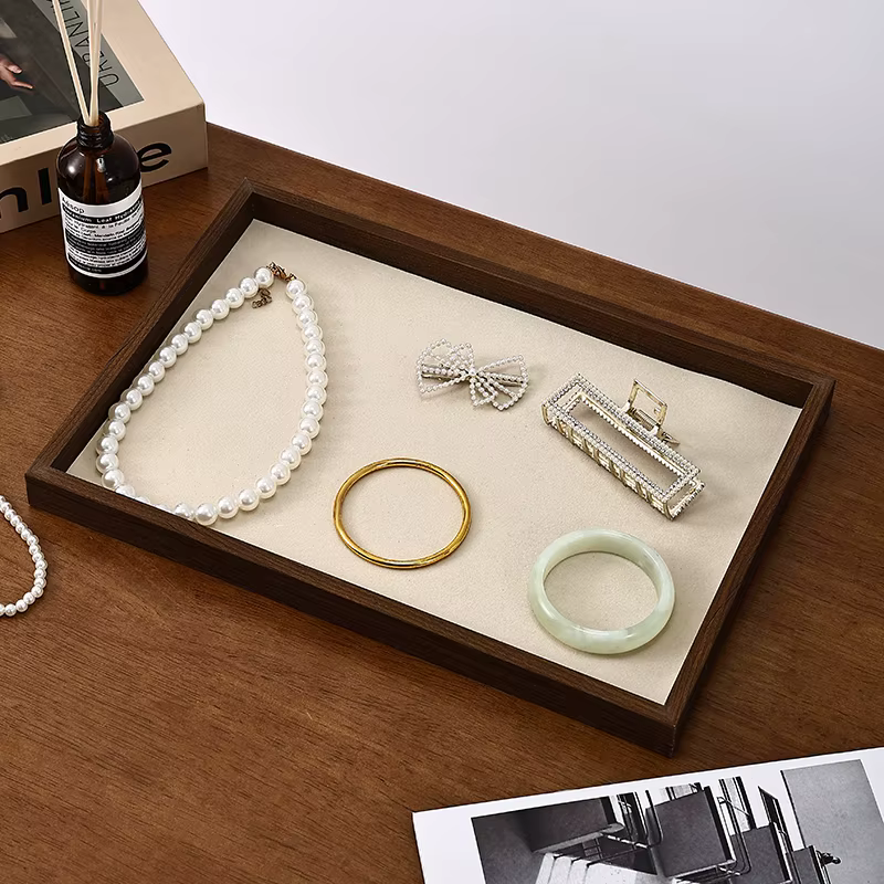 Boîte à bijoux en bois de noyer, organisateur multifonctionnel pour bagues, boucles d'oreilles, brac