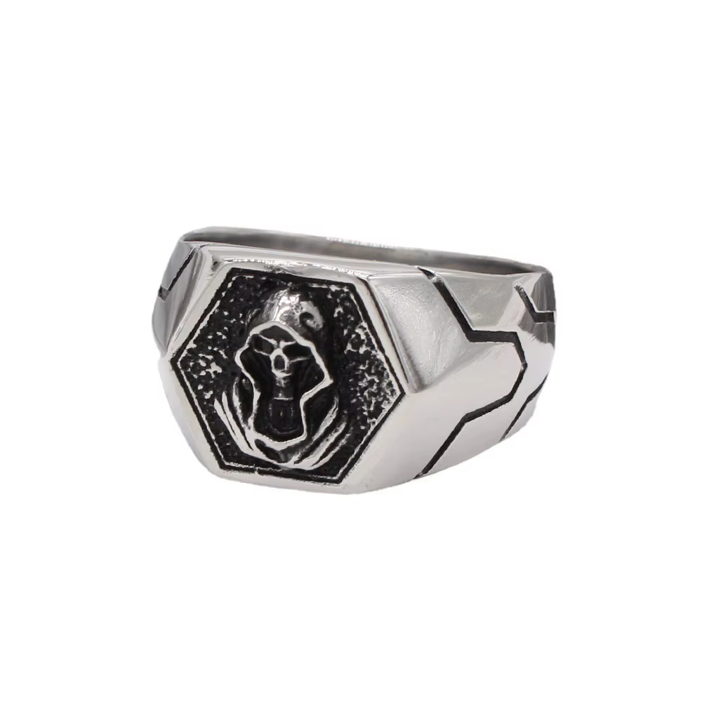 Bague tête de mort en acier inoxydable pour homme, punk, rétro, créatif, gothique, motard, amulette,