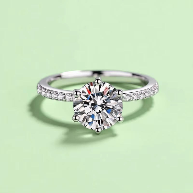 Bague en argent sterling 925 avec moissanite 2 carats pour femme, bague de mariage en argent 925, al