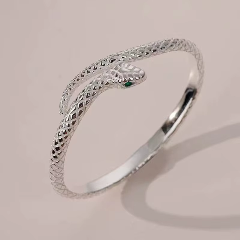 Bracelet ouvert en forme de salle de document en argent pour femme, bracelet vintage, hip-hop, style
