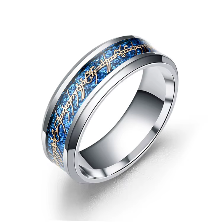8MM taille 6 -13 plaqué or LOTR seigneur de bague bande de fiançailles de mariage Cocktail mari père