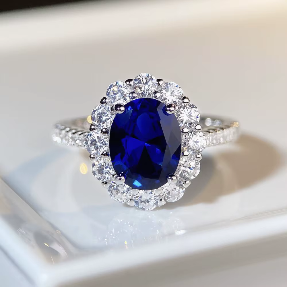Bague de fiançailles en or blanc massif 14K AU585, diamant bleu 3CT, déclaration, cadeau d'anniversa