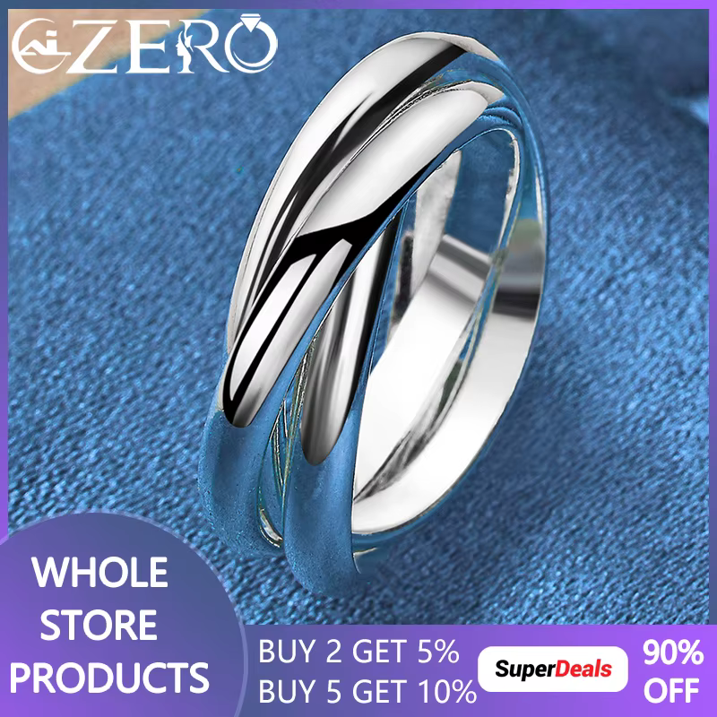ALIZERO – bague à trois cercles en argent Sterling 925 pour femmes et hommes, bijoux de fête de fian