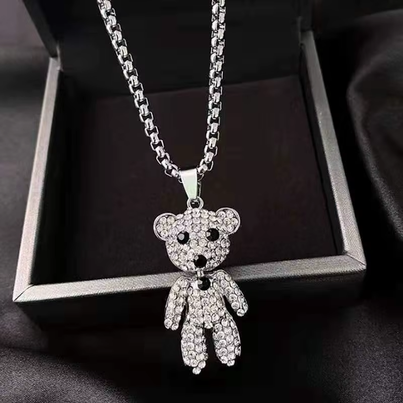 Collier ours en cristal exquis pour femme, joli pendentif animal, bijoux en perles, cadeaux de fête 