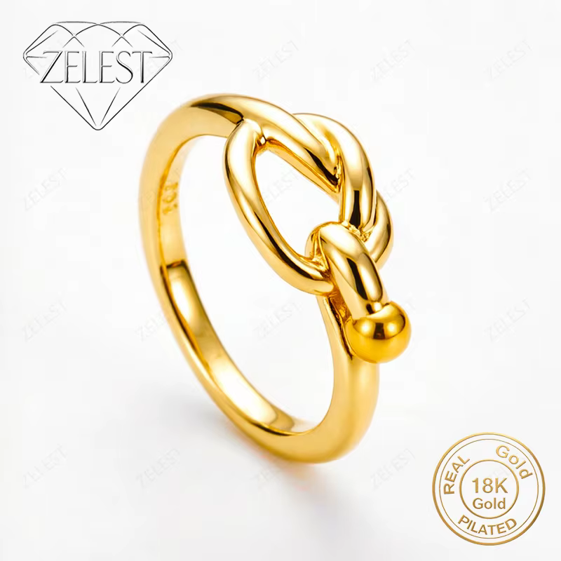 Bague en argent sterling 925 plaqué or 18 carats, finement tressée, pour femme, bijou de mode pour l