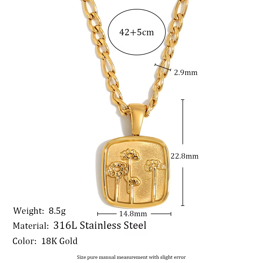 E.B.belle-Collier pendentif AndrSunflower pour femme, plaqué or 18 carats, acier inoxydable, hypoall