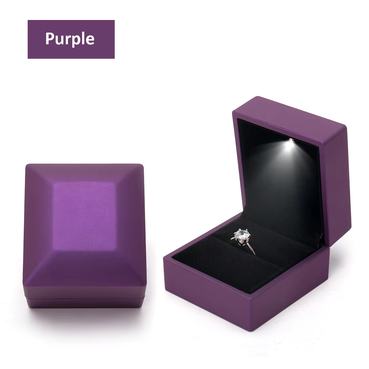 Boîte à bijoux LED avec lumière, couronne de luxe, boucles d'oreilles, pendentif, présentoir de rang