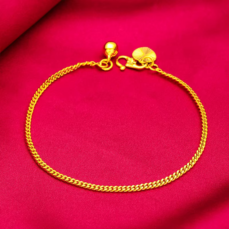 Bracelet pour femme en or 24 carats, bracelet en or véritable 999, cadeau pour petite amie, accessoi