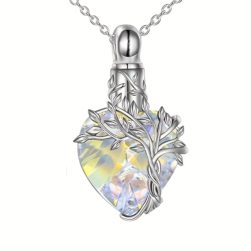 Collier d'urne en forme d'arbre de vie en forme de cœur pour cendres, bijoux de crémation, cadeaux c