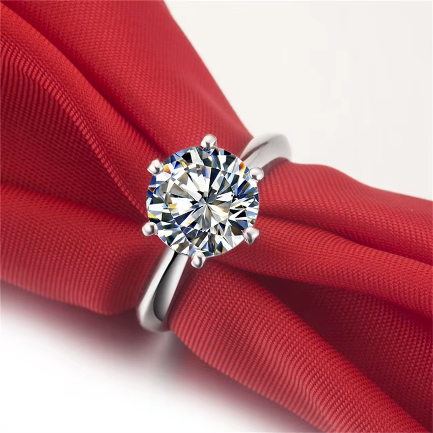 Group bague en or blanc 14 carats pour femme, bague de fiançailles en moissanite 2CT, beau cadeau de