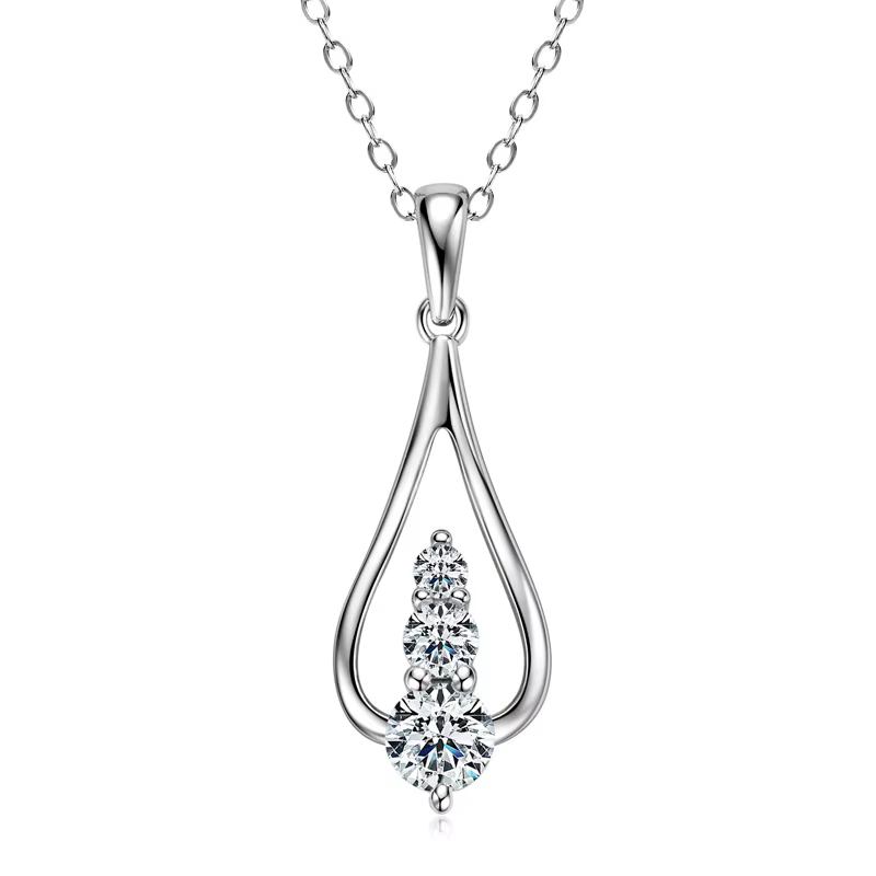 Collier avec pendentif goutte d'eau Moissanite pour femmes, en argent Sterling S925, chaîne de clavi