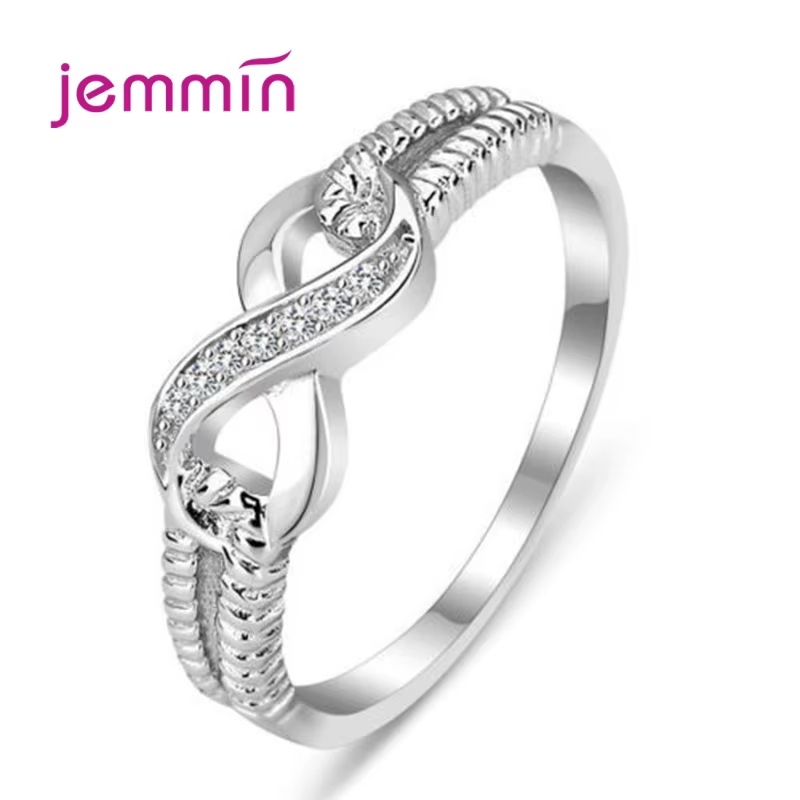 Bagues en forme de 8 lettres porte-bonheur pour femmes et filles, en argent Sterling 925 véritable, 