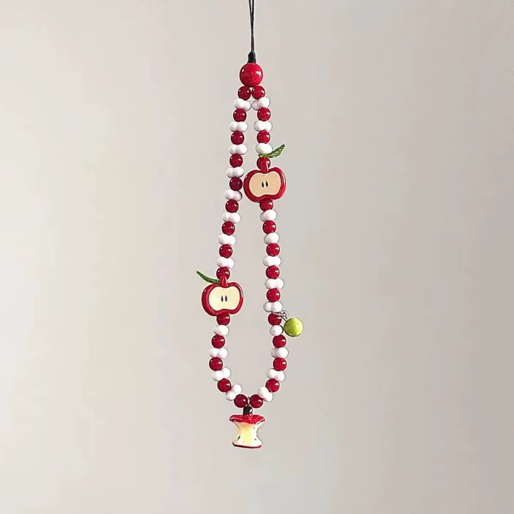 Pour téléphone Airpods écouteurs Ins nouveau téléphone lanière mignon Kawaii blanc rouge perle sangl