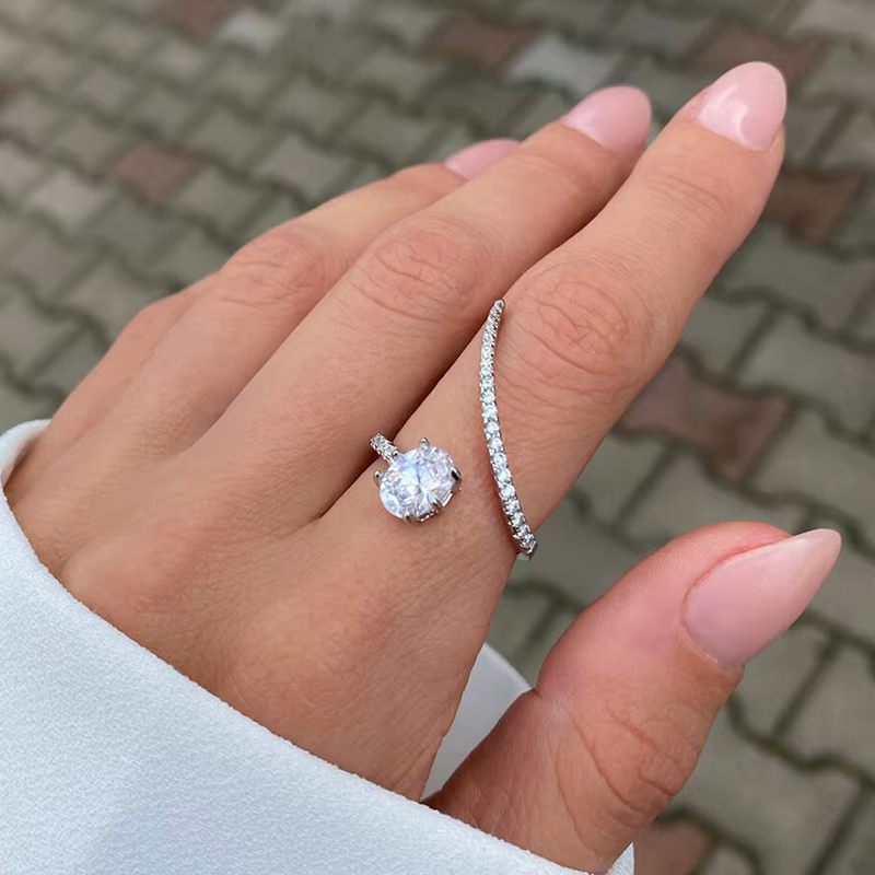 Huitan – bague de luxe en forme géométrique pour femmes, pavée, zircone cubique éblouissante, pour f