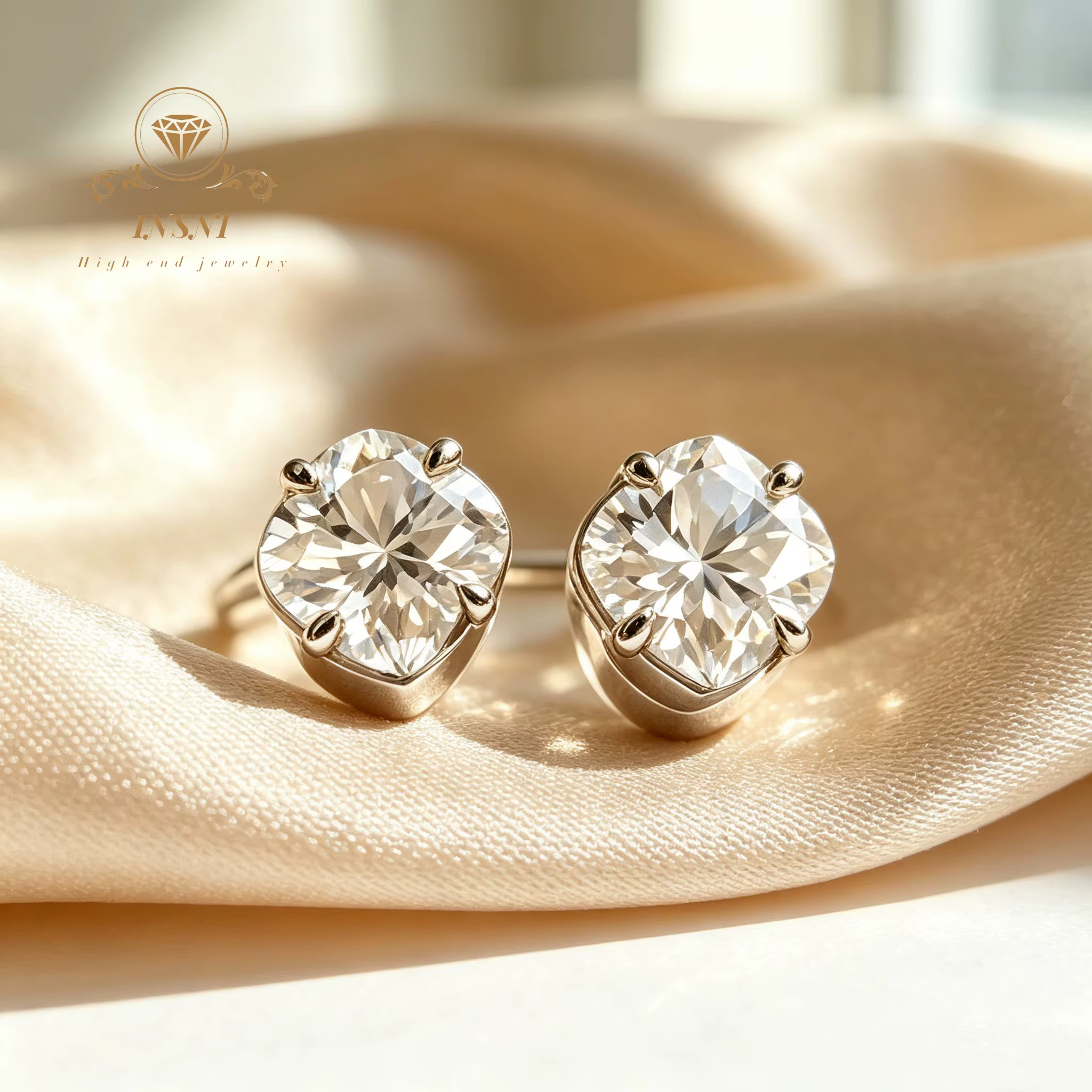 Boucles d'oreilles clous de luxe en moissanite brillante, en argent massif 925, diamants étincelants
