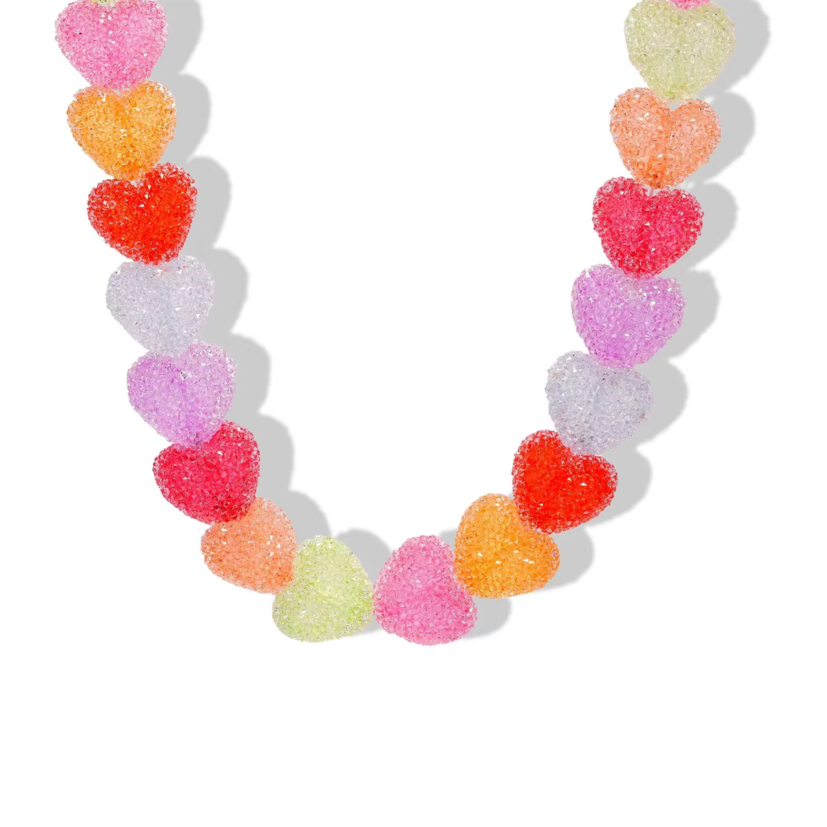 Nouveau collier coloré en résine de bonbons d'amour, bonbons d'amour mignons, design de niche, chaîn