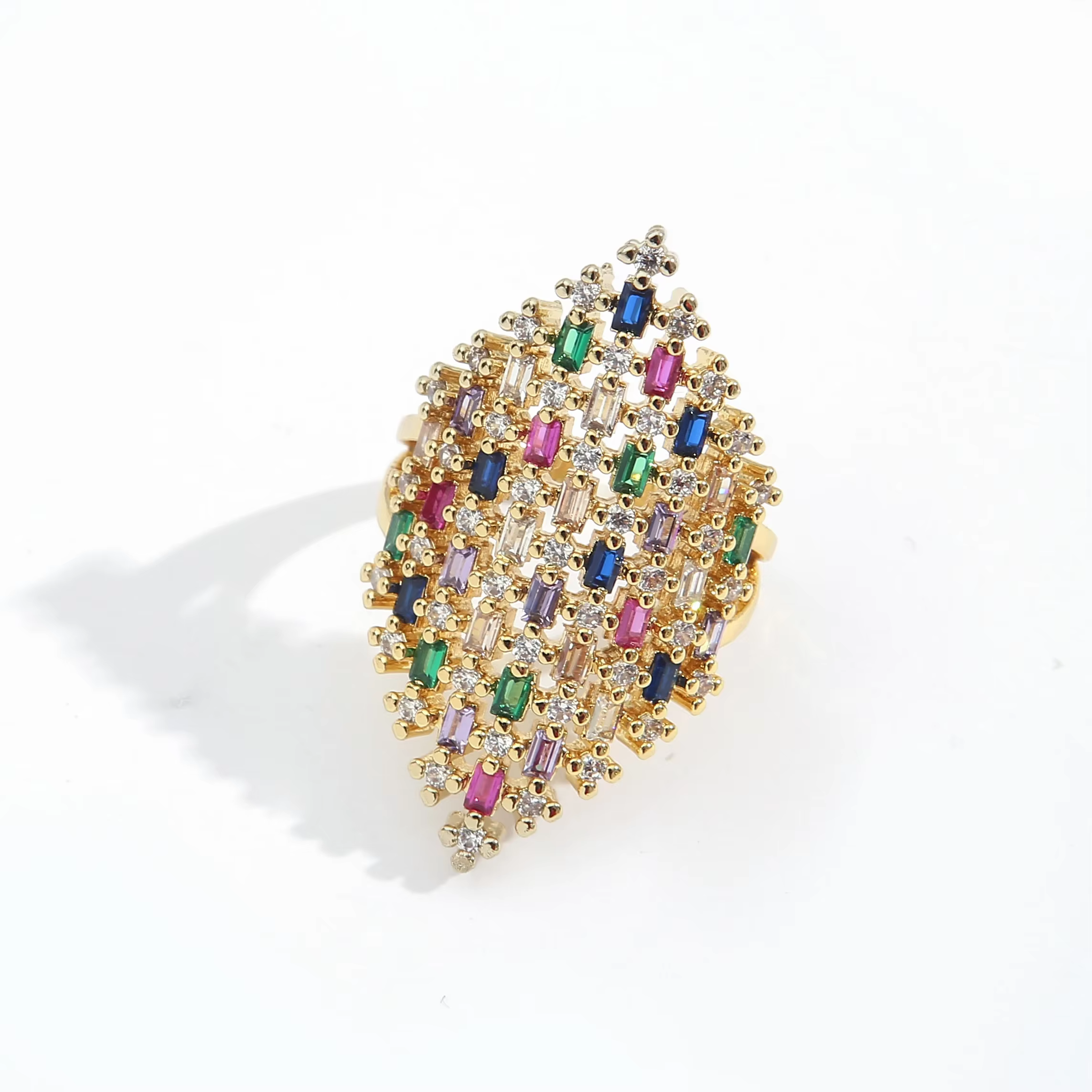 Bagues de luxe colorées en zircone cubique pour femmes, style bohème, arc-en-ciel, bagues de déclara