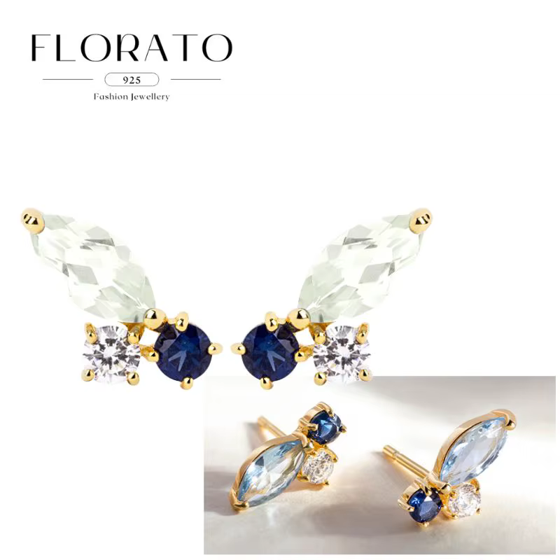 Cristal bleu 925 en argent Sterling oreille aiguille diable oeil pendentif boucles d'oreilles en or 
