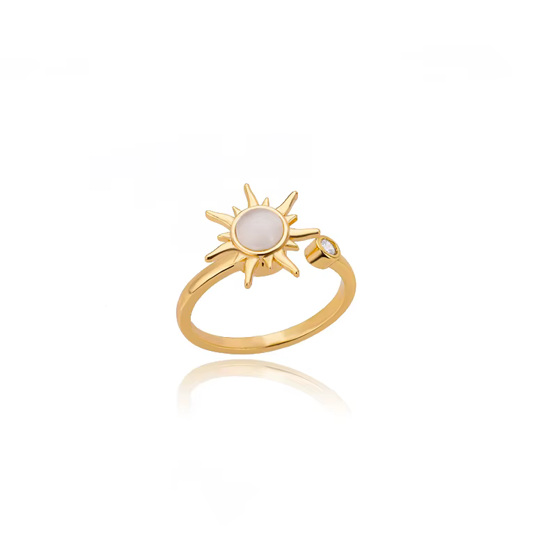 Bague anti-anlande pour femme, acier inoxydable, pendentif soleil, matiques Spinner Fidget, bijoux à