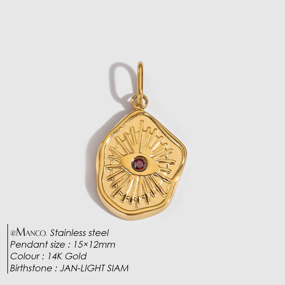 Pendentif Œil Turc en Acier Inoxydable Style Bohème EManco avec Cristaux Multicolores – Bijou Tendan