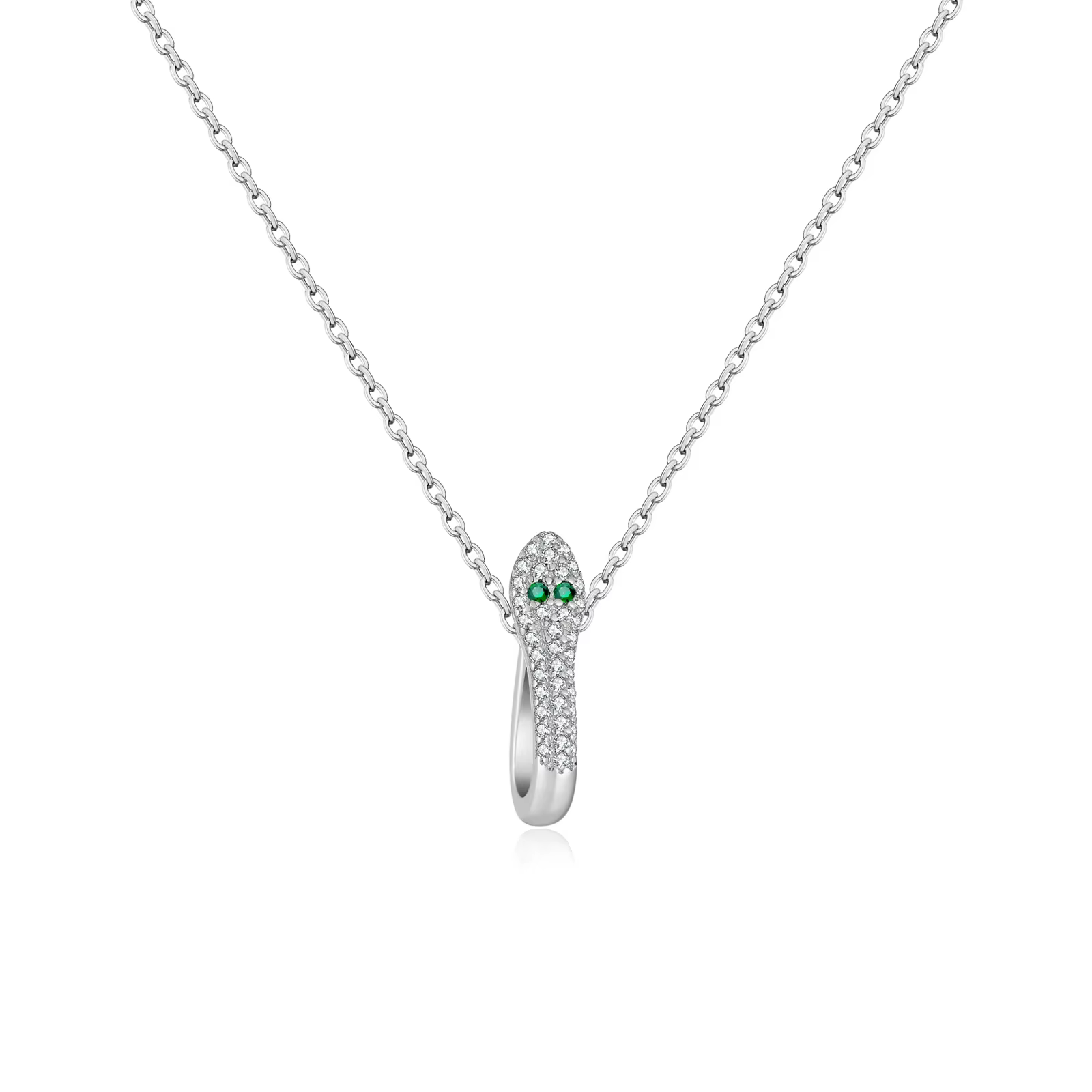 ANDYWEN – collier avec pendentif serpent en argent 925, yeux en zircone verte et CZ coupés, bijoux p