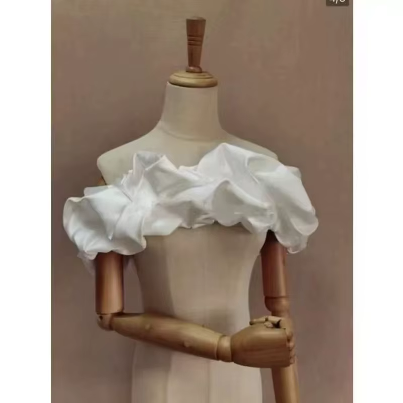 Châle de mariée en Satin à une ligne, col à bulles moelleuses, accessoires pour robe de mariée et de