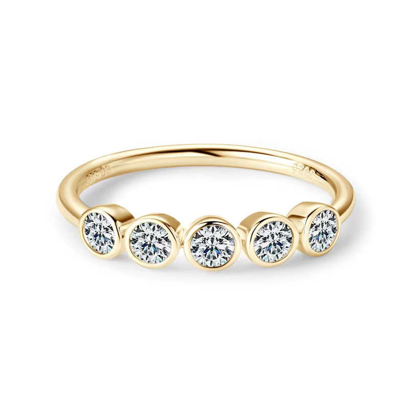 Lnngy certifié 3mm lunette ronde Moissanite Bague Argent 925 bagues de mariage en argent Sterling po