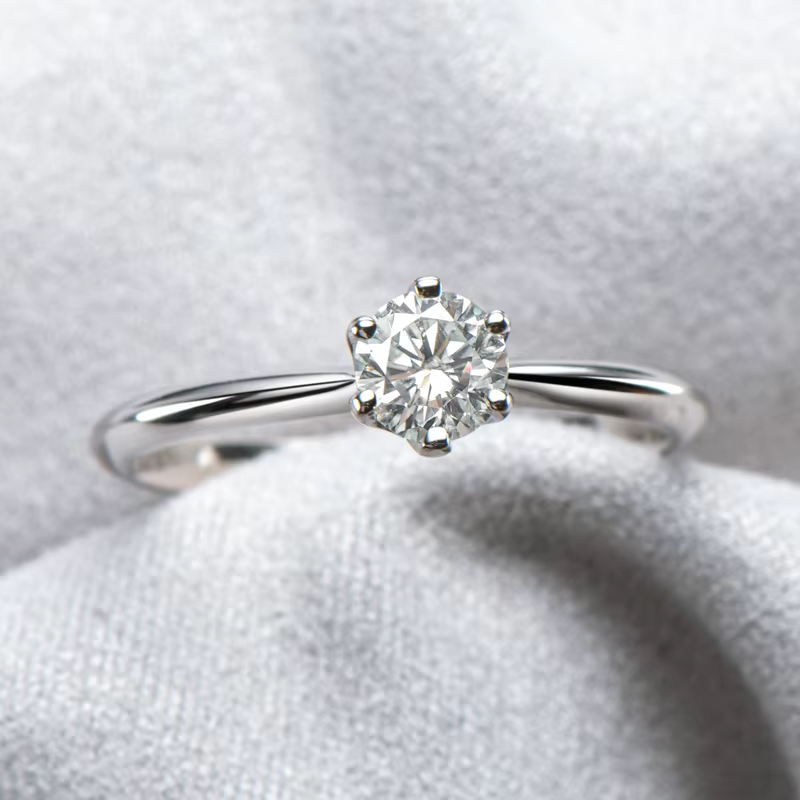 IOGOU – bagues en diamant Mosanite pour femmes, 0.5 Carat, bague de fiançailles, Solitaire, taille r
