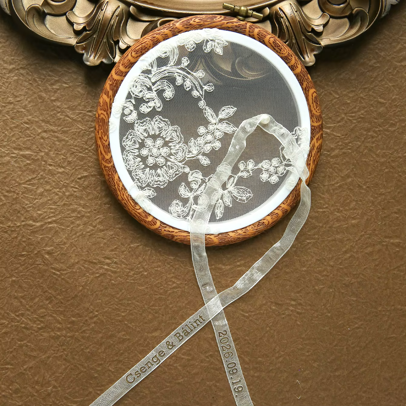 Porte-bague de mariage personnalisé Sheilabox, nom et date personnalisés, luxe, blanc, romantique, d