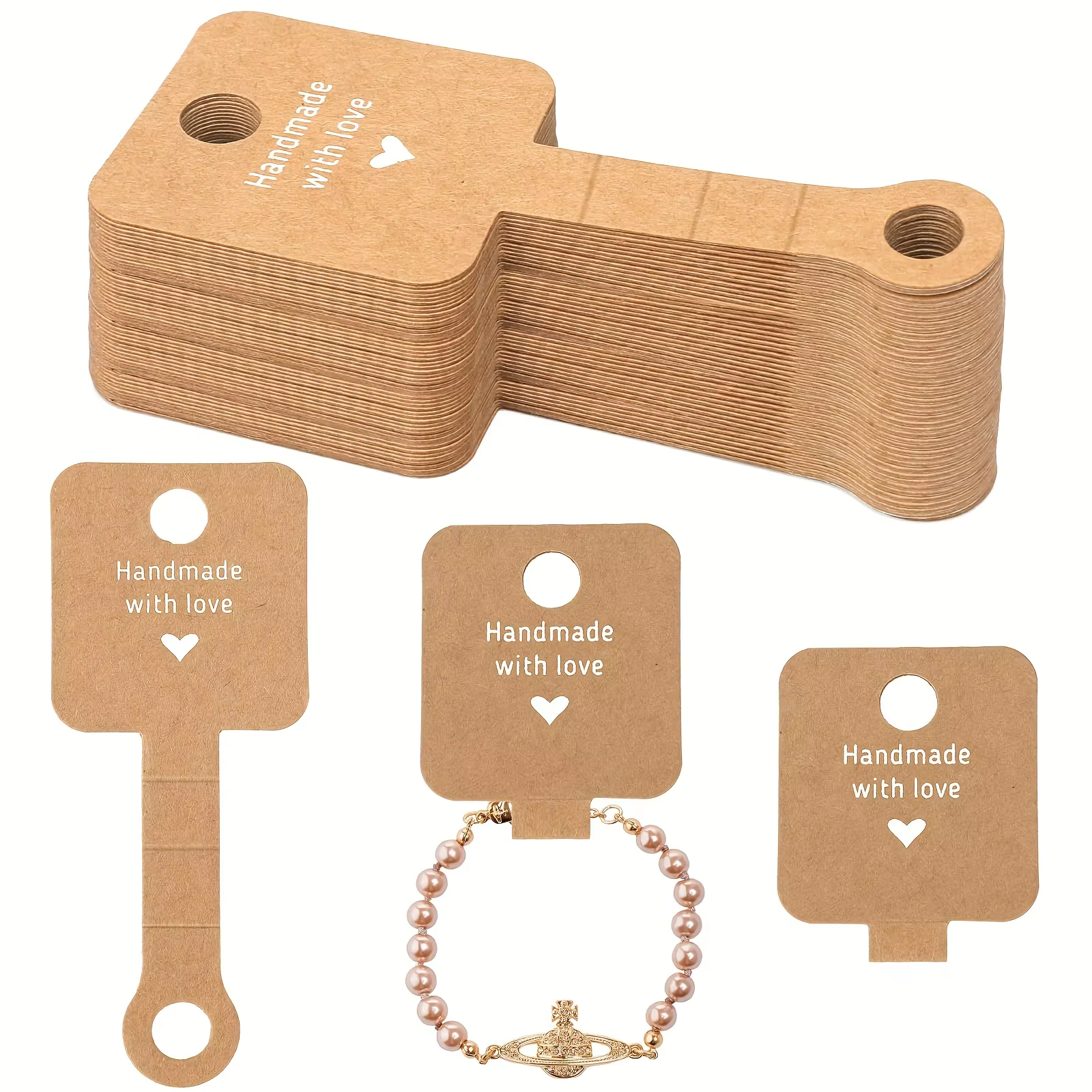 100 cartes en carton kraft en forme de T pour présentation de bijoux, idéales pour la vente de bijou